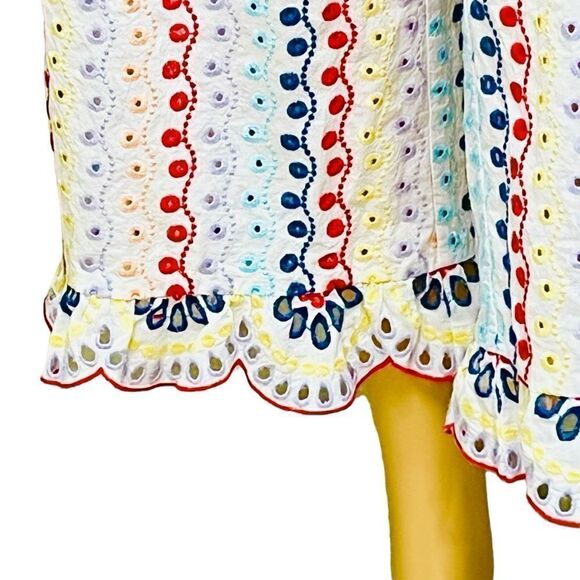 Eyelet Embroidery Boho Pants Multicolor Cropped Zip-Side Sz S - Picture 5 of 16